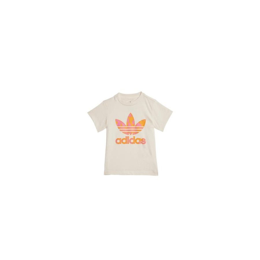 Kids Adidas Kids | Adidas Infants Summer Aop Short Tee Set - Wonder White / Orange / Pink