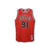 Kids Mitchell u0026 Ness Kids | Mitchell & Ness Youth Swingman Jersey Chicago Bulls Dennis Rodman Road 97/98 - Red