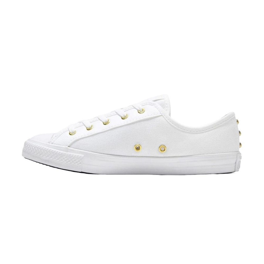 Women Converse Converse | Converse Womens Dainty Star Studded - White / Gold