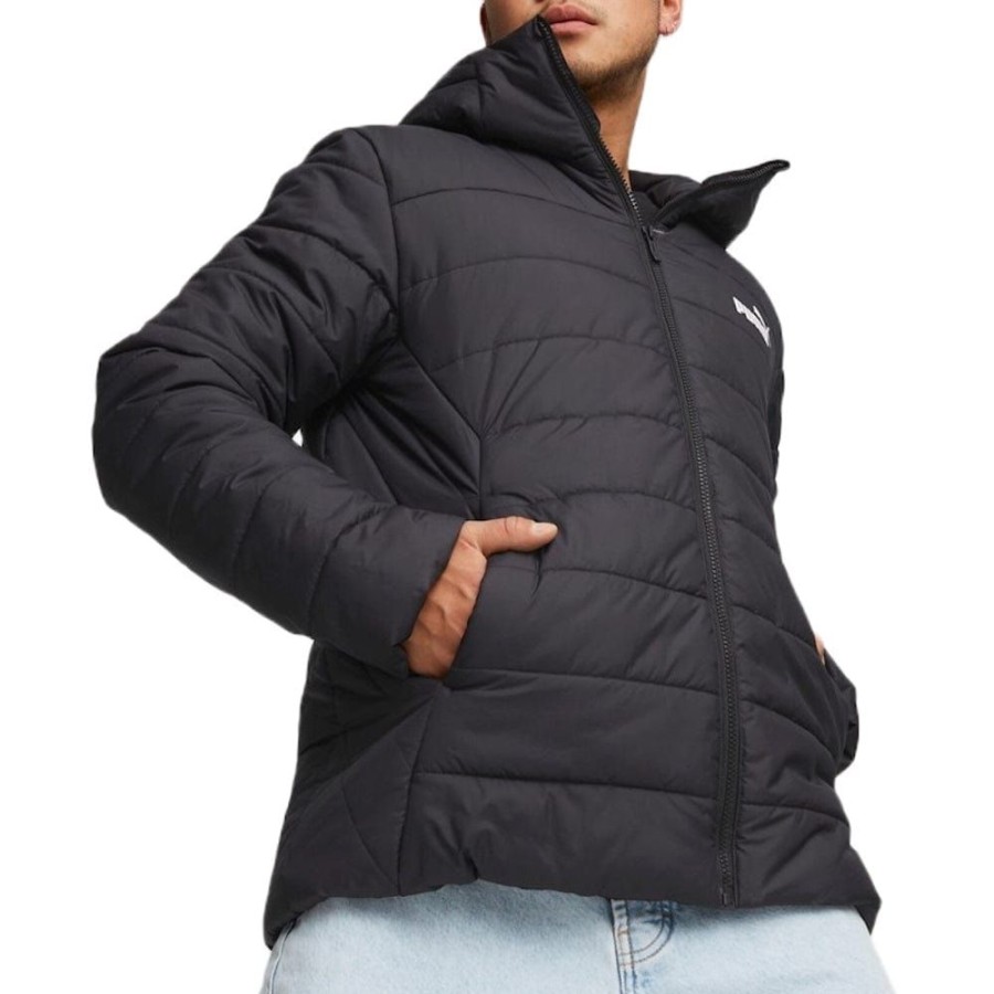 Men Puma Plus Size | Puma Ess Hooded Padded Jacket - Black