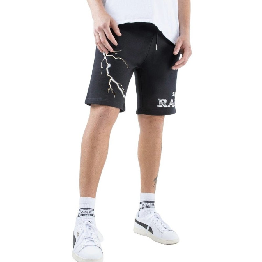 Men Majestic Athletic Shorts | Majestic Athletic Lightning Fleece Short Las Vegas Raiders - Black