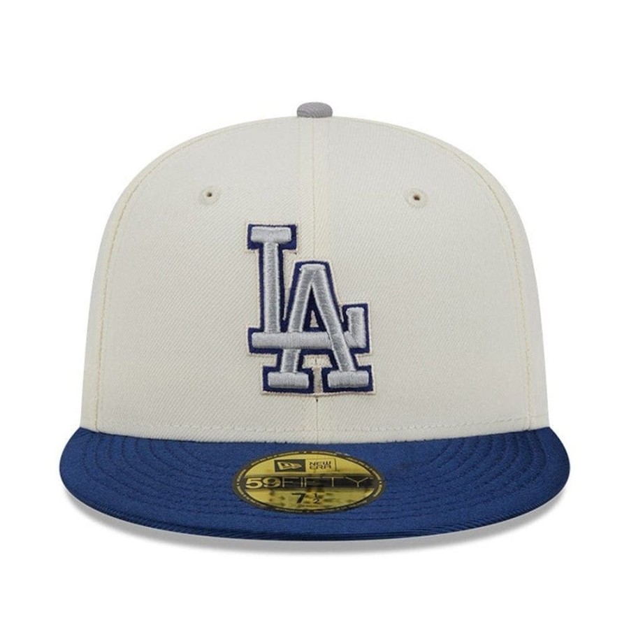 Men New Era Mlb Hats | New Era 59Fifty Team Shimmer Fitted Cap Los Angeles Dodgers - White / Royal