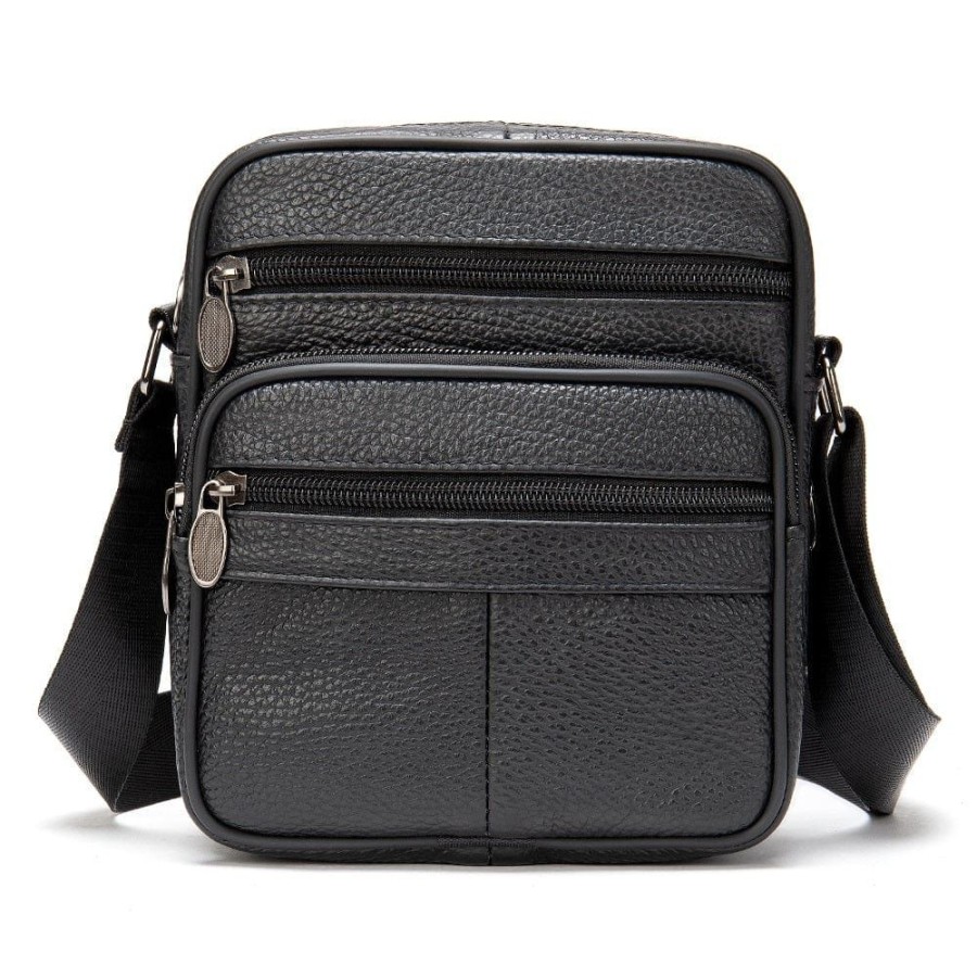 Men West Brothers Bags | Genuine Leather Side Bag 0505 - Black