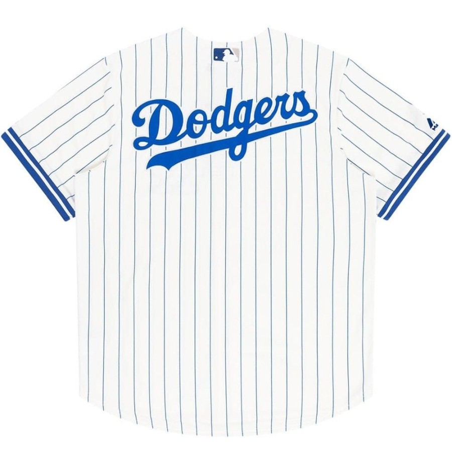 Men Majestic Athletic Mlb Clothing | Majestic Athletic Mlb Pinstripe Replica Jersey Los Angeles Dodgers - Vintage White