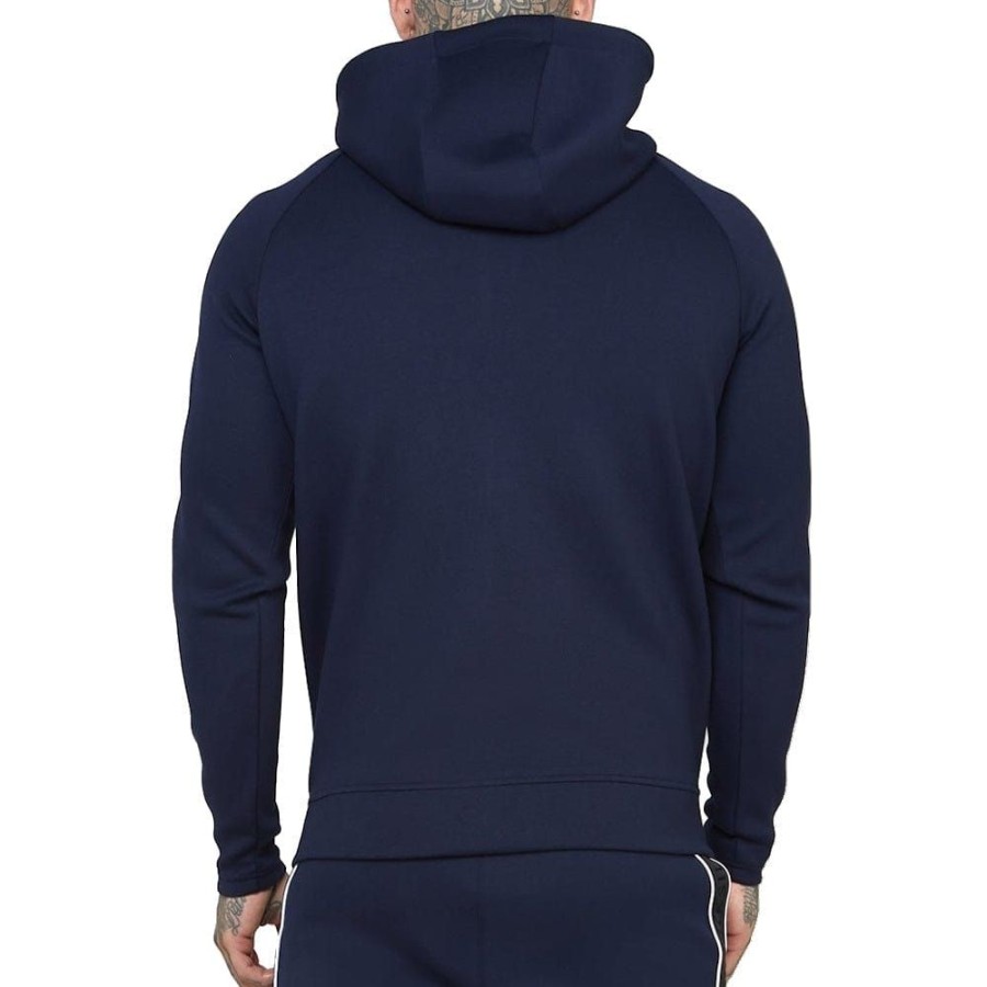 Men SikSilk Hoodies & Sweats | Siksilk Taped Zip Thru Hoodie - Navy