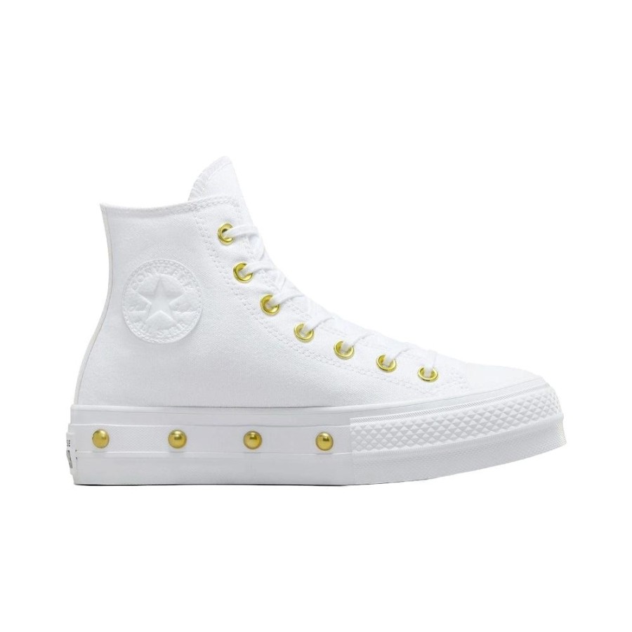 Women Converse Converse | Converse Womens Ct Lift Star Studded Hi - White / Gold