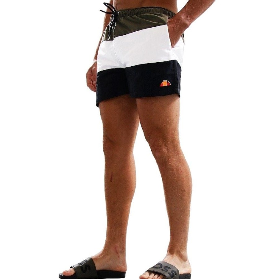 Men Ellesse Shorts | Ellesse Cielo Swimshort - Khaki / Black / White