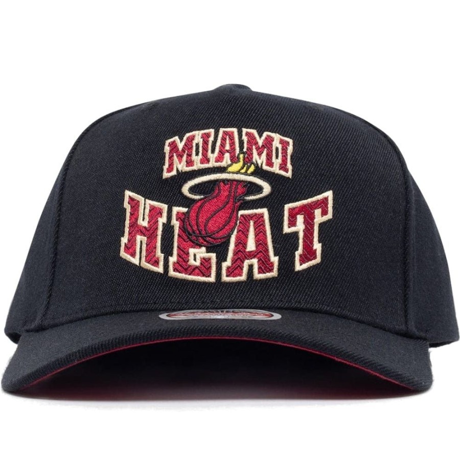 Men Mitchell u0026 Ness Nba Hats | Mitchell & Ness Lay Up Classic Redline Stretch Snapback Miami Heat - Black