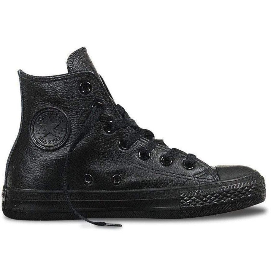 Men Converse Converse | Converse Chuck Hi Leather - Black Monochrome