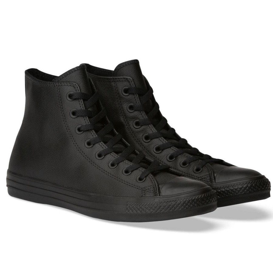 Men Converse Converse | Converse Chuck Hi Leather - Black Monochrome