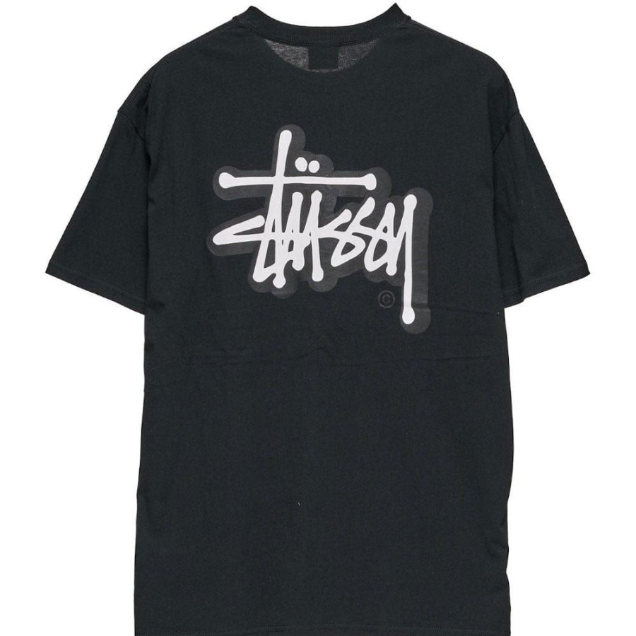 Men Stussy Plus Size | Stussy Solid Offset Graffiti Tee - Black