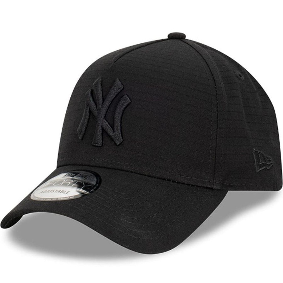 Men New Era Mlb Hats | New Era 9Forty Ripstop A-Frame Strapback New York Yankees - Black / Black