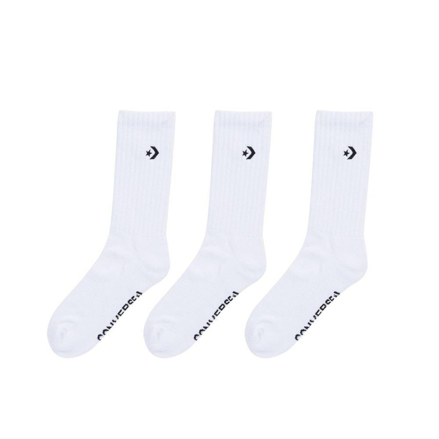 Men Converse Socks | Converse Star Chevron Crew Sock 3 Pack - White