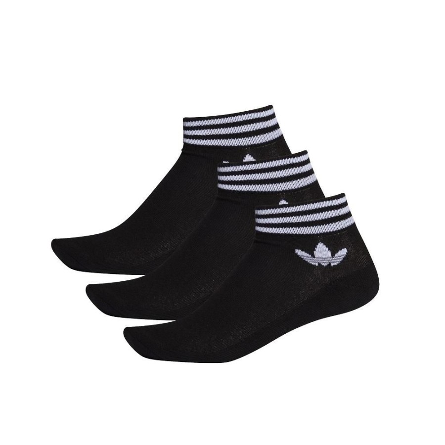 Men Adidas Socks | Adidas Trefoil Ankle Sock 3 Pack - Black