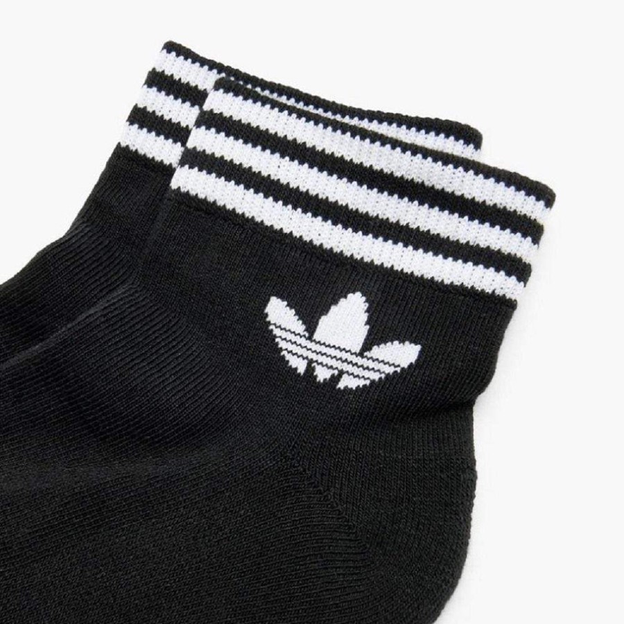 Men Adidas Socks | Adidas Trefoil Ankle Sock 3 Pack - Black