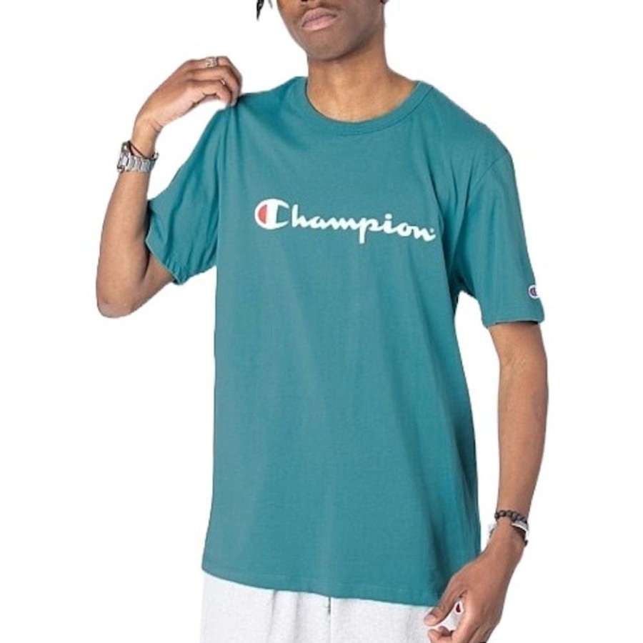 Men Champion Tees | Champion Script Tee - Teal