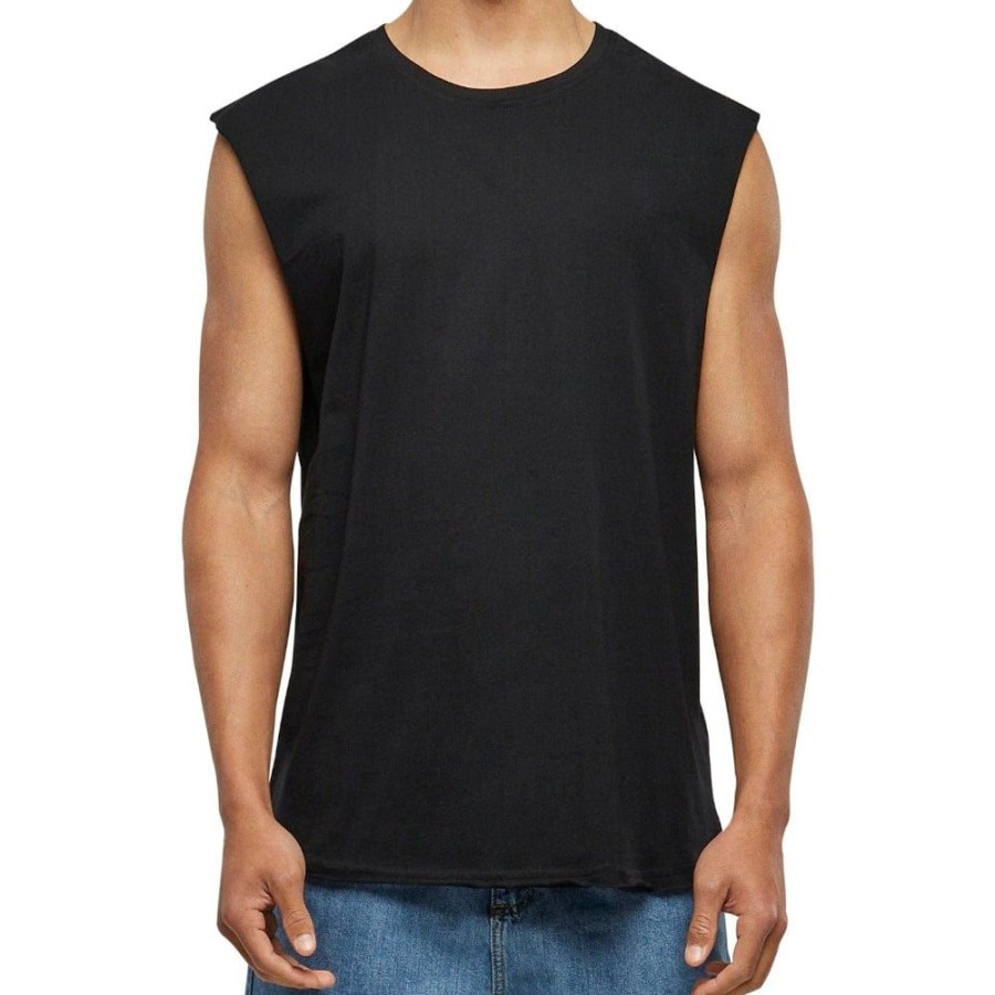 Men Urban Classics Tees | Urban Classics Open Edge Sleeveless Tee - Black