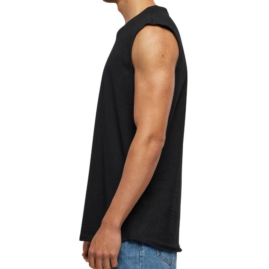 Men Urban Classics Tees | Urban Classics Open Edge Sleeveless Tee - Black