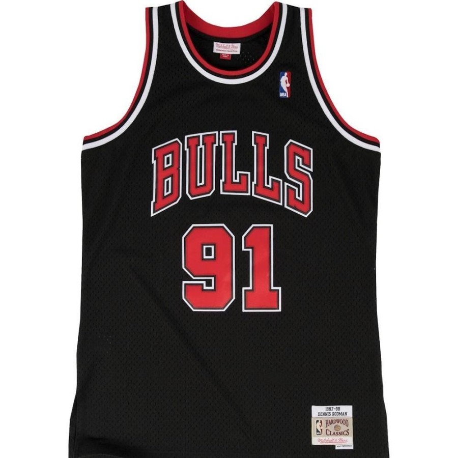 Men Mitchell u0026 Ness Jerseys | Mitchell & Ness Swingman Jersey Chicago Bulls Dennis Rodman Alt 97/98 - Black