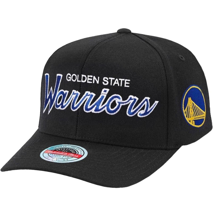 Men Mitchell u0026 Ness Snapback | Mitchell & Ness Team Script Classic Red Snapback Golden State Warriors - Black