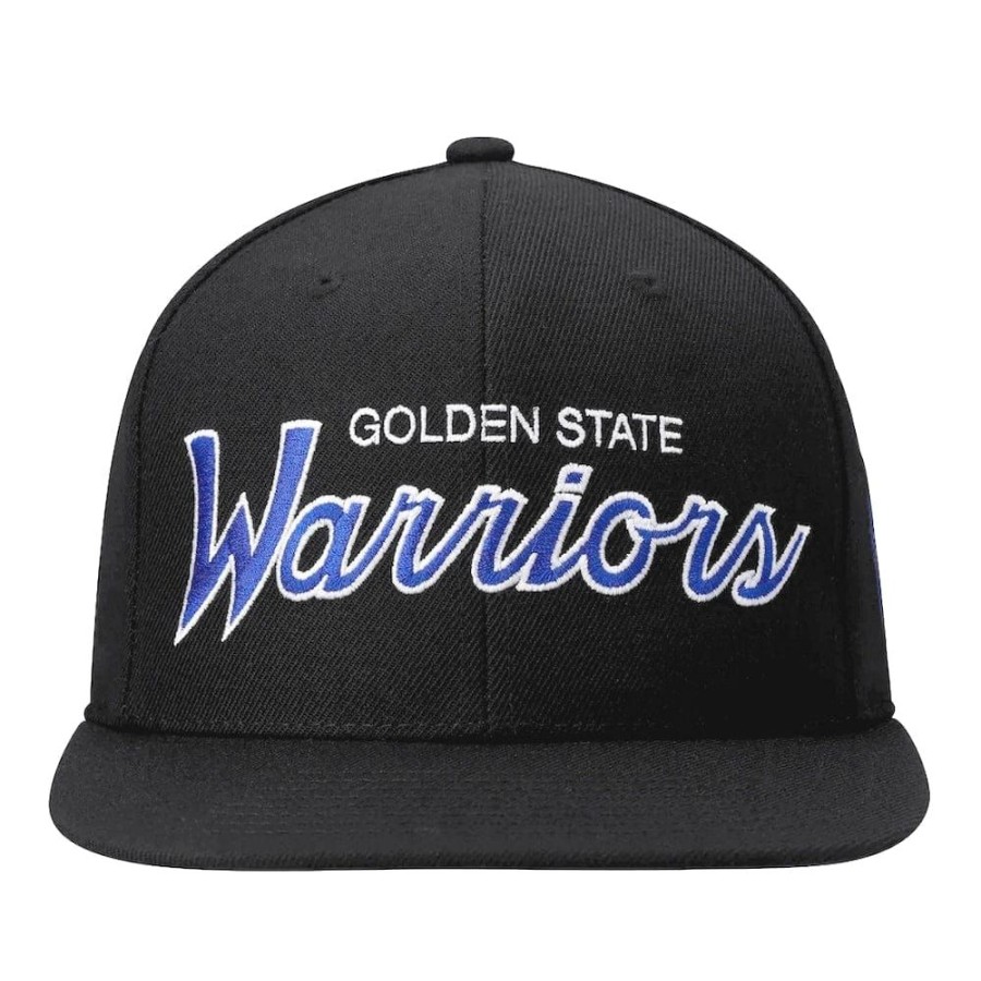 Men Mitchell u0026 Ness Snapback | Mitchell & Ness Team Script Classic Red Snapback Golden State Warriors - Black