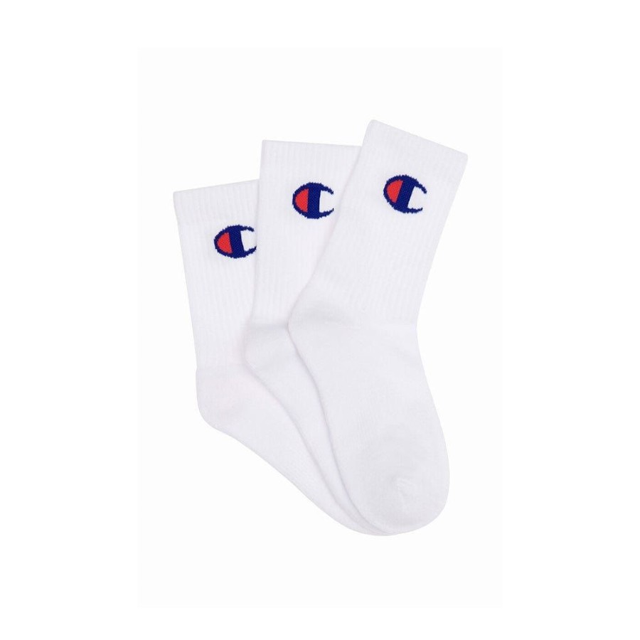 Men Champion Socks | Champion Kids Sps Crew Sock 3 Pack - White