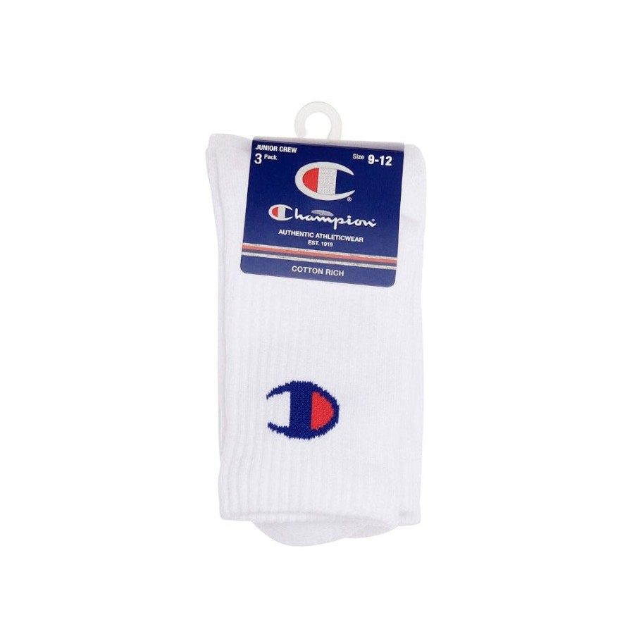 Men Champion Socks | Champion Kids Sps Crew Sock 3 Pack - White