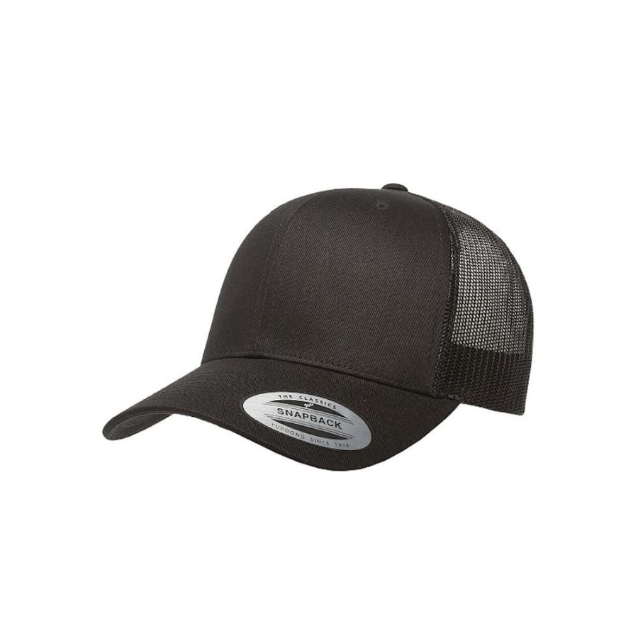 Kids Flexfit Headwear | Flexfit Youth Classic Retro Wade Trucker Snapback - Black