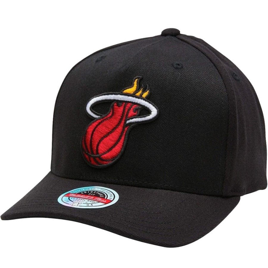 Men Mitchell u0026 Ness Snapback | Mitchell & Ness Team Colour Logo Classic Red Snapback Miami Heat - Black