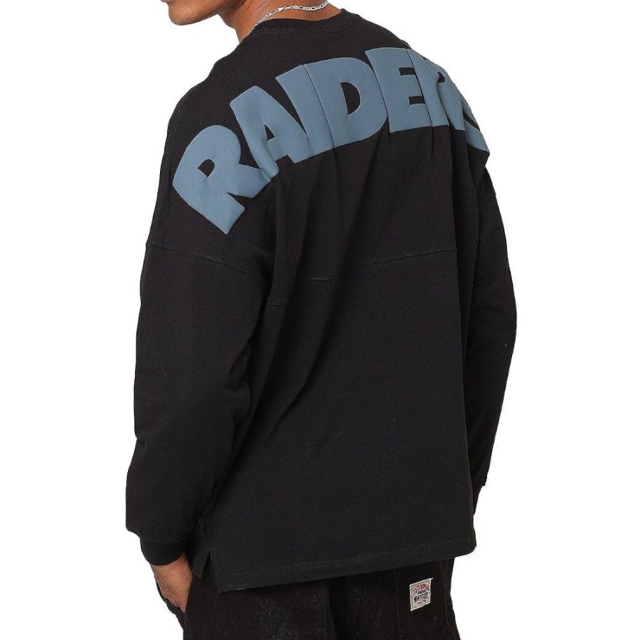 Men Majestic Athletic Hoodies & Sweats | Majestic Athletic Tonal Stark Oversized Long Sleeve Tee Las Vegas Raiders - Faded Black