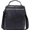 Kids West Brothers School Bags | Genuine Leather Deluxe Large Side Bag 601 - Black