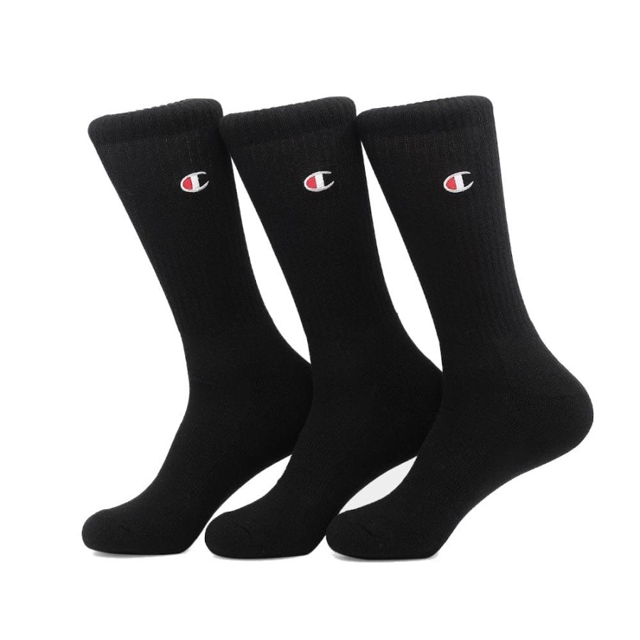 Men Champion Socks | Champion Lifestyle C Logo Crew Socks 3 Pack - Black