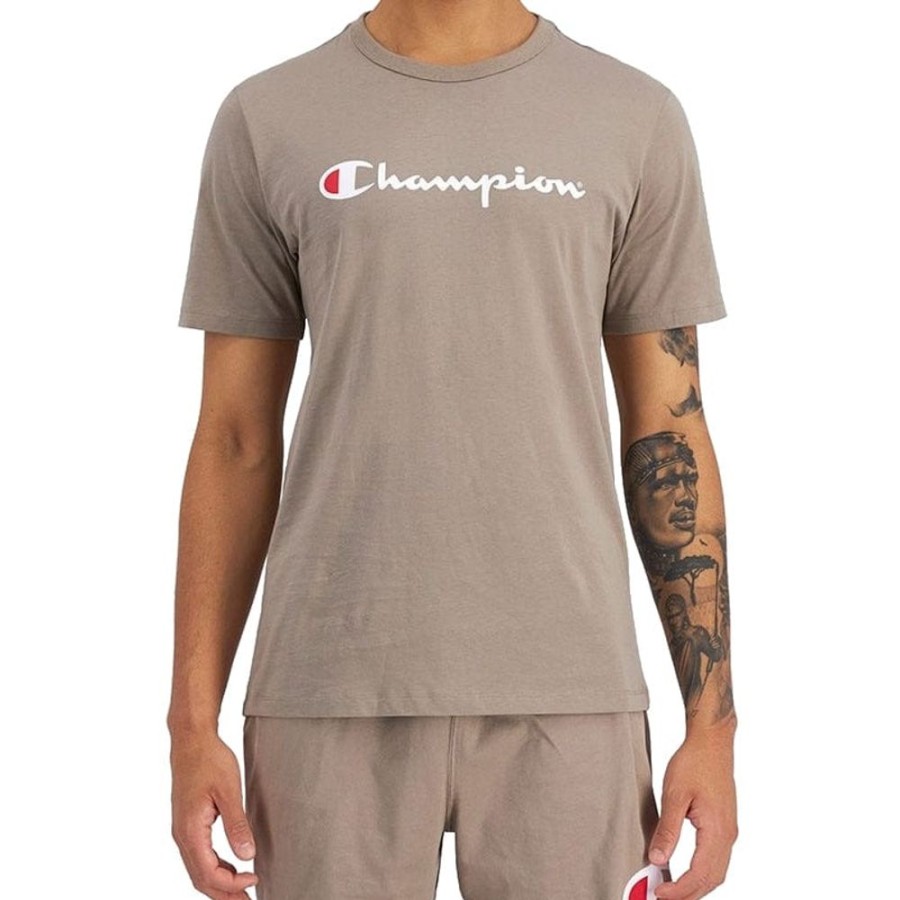 Men Champion Tees | Champion Script Tee - Taupe Grey