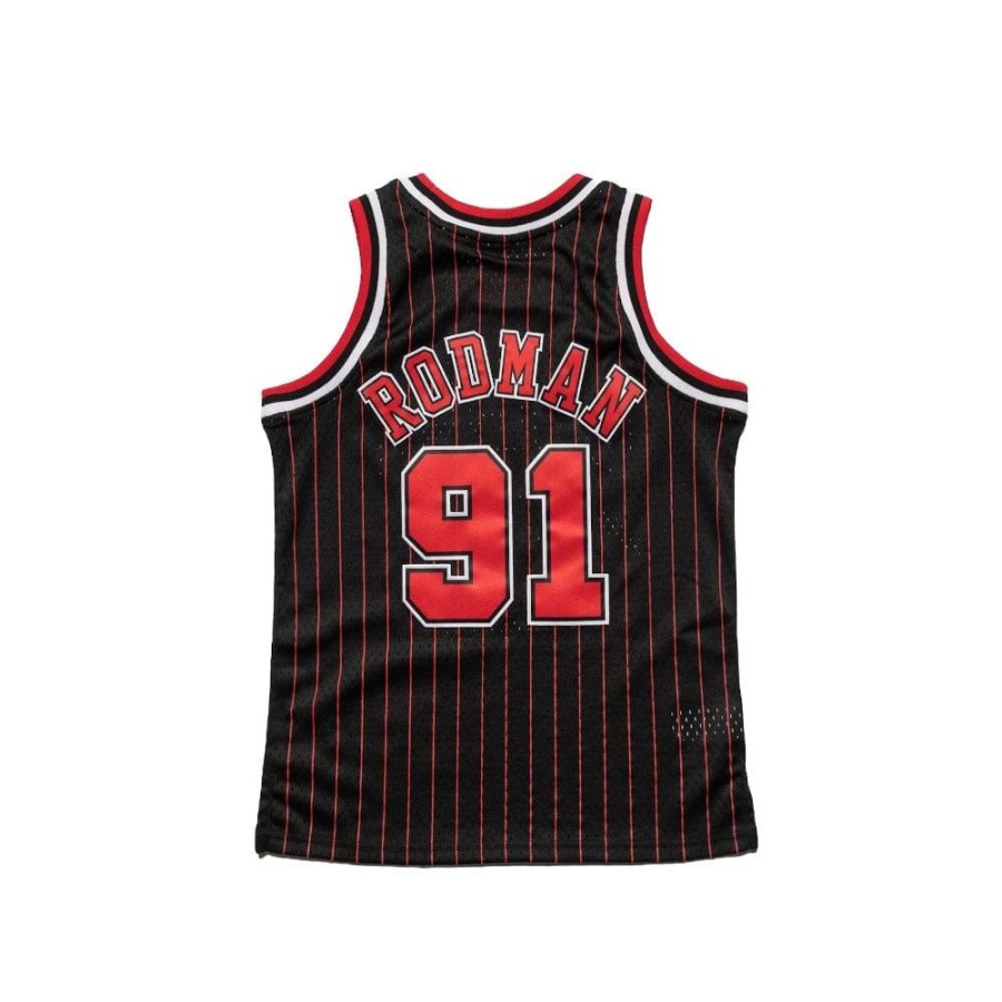 Men Mitchell u0026 Ness Nba Clothing | Mitchell & Ness Youth Swingman Jersey Chicago Bulls Dennis Rodman Alt 95/96 - Black Pinstripe