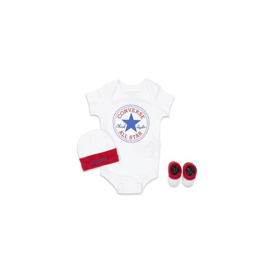 Kids Converse Kids | Converse Baby Classic Chuck Patch Three Piece Boxed Set - White / Red