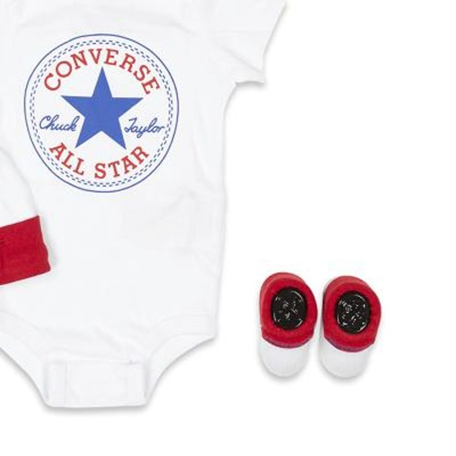 Kids Converse Kids | Converse Baby Classic Chuck Patch Three Piece Boxed Set - White / Red