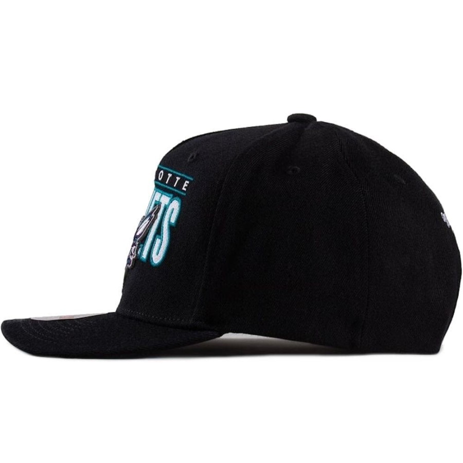 Men Mitchell u0026 Ness Nba Hats | Mitchell & Ness Billboard 2.0 Classic Redline Snapback Charlotte Hornets - Black