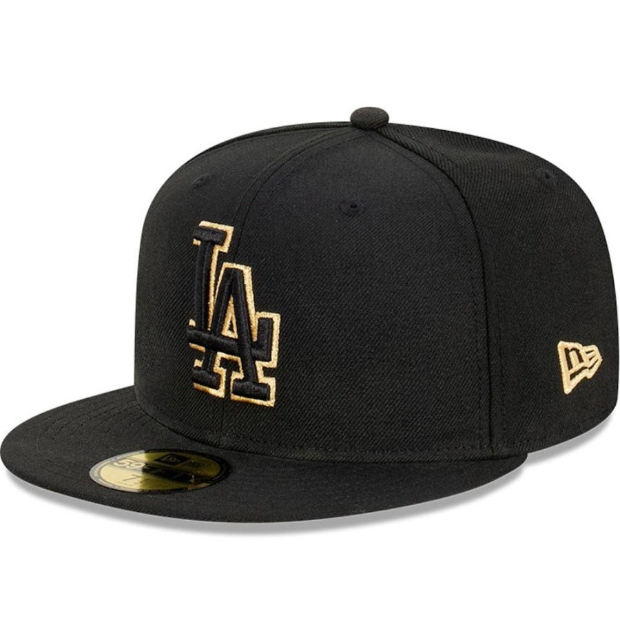 Men New Era Fitted | New Era 59Fifty Metallic Accent Fitted Cap Los Angeles Dodgers - Black / Metallic Gold