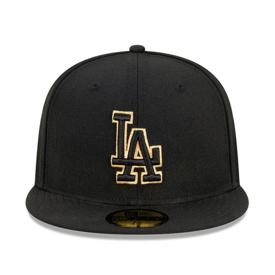 Men New Era Fitted | New Era 59Fifty Metallic Accent Fitted Cap Los Angeles Dodgers - Black / Metallic Gold