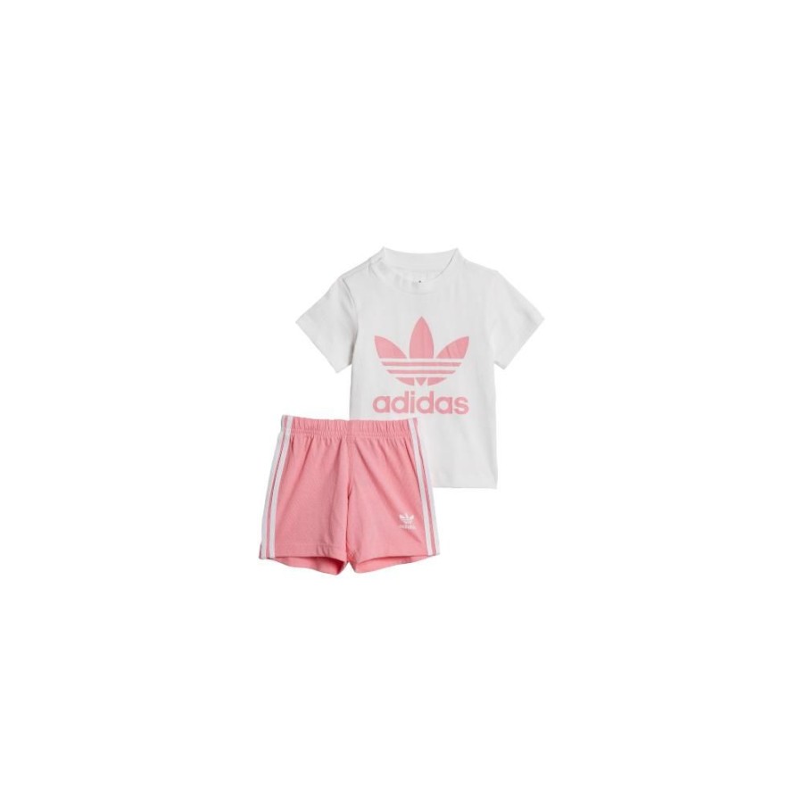 Kids Adidas Kids | Adidas Infants Short Tee Set - White / Bliss Pink