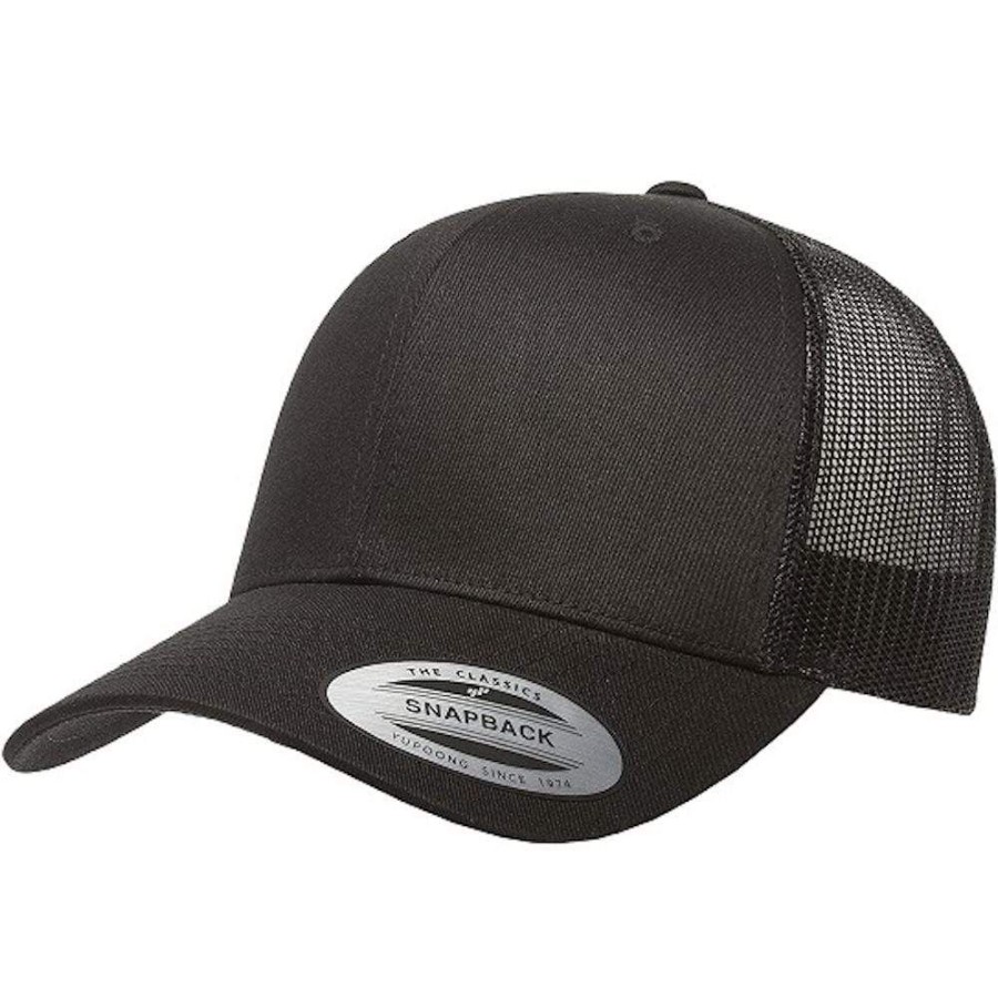 Men Flexfit Trucker | Flexfit Classic Retro Wade Trucker Snapback - Black