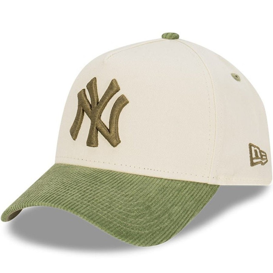 Men New Era Mlb Hats | New Era 9Forty Cord A-Frame Snapback New York Yankees - Chrome White / New Olive