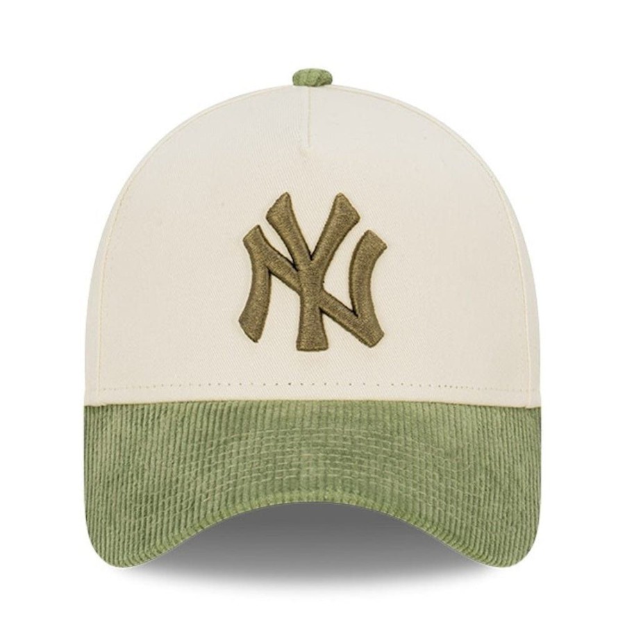 Men New Era Mlb Hats | New Era 9Forty Cord A-Frame Snapback New York Yankees - Chrome White / New Olive