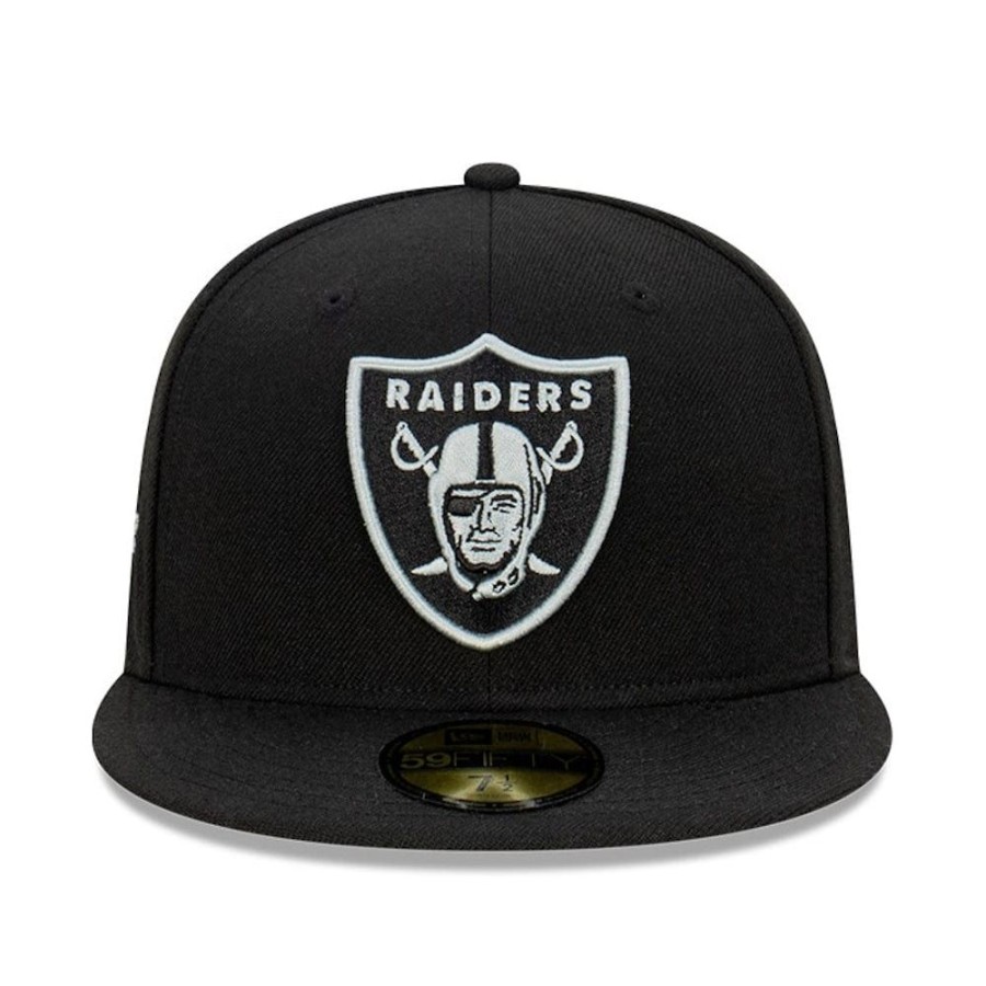 Men New Era Nfl Hats | New Era 59Fifty Chrome Noble Metals Fitted Cap Las Vegas Raiders - Black / Silver Wing