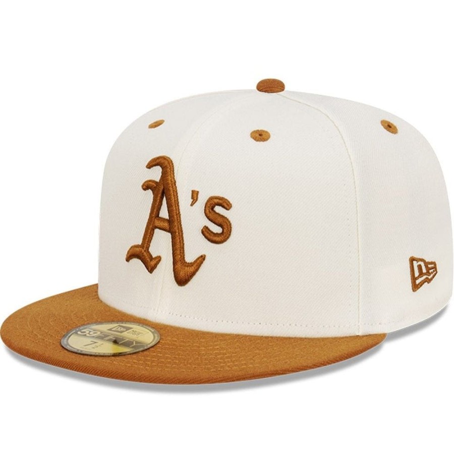 Men New Era Fitted | New Era 59Fifty Peanut Butter Toast Fitted Cap Oakland Athletics - Chrome White / Toasted Peanut