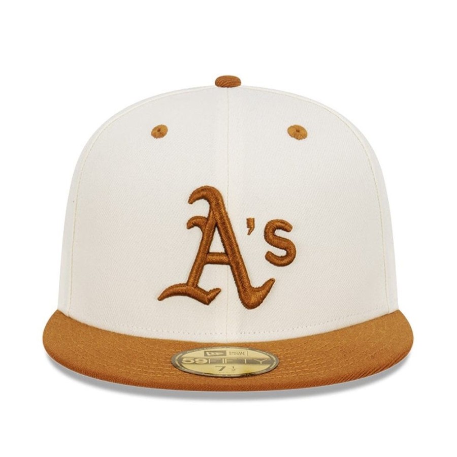 Men New Era Fitted | New Era 59Fifty Peanut Butter Toast Fitted Cap Oakland Athletics - Chrome White / Toasted Peanut