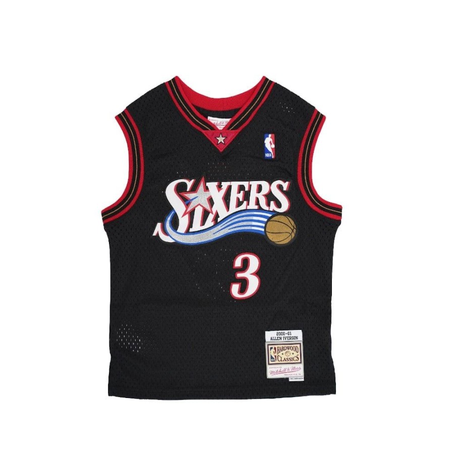 Men Mitchell u0026 Ness Nba Clothing | Mitchell & Ness Youth Swingman Jersey Philadelphia 76Ers Allen Iverson Road 00/01 - Black