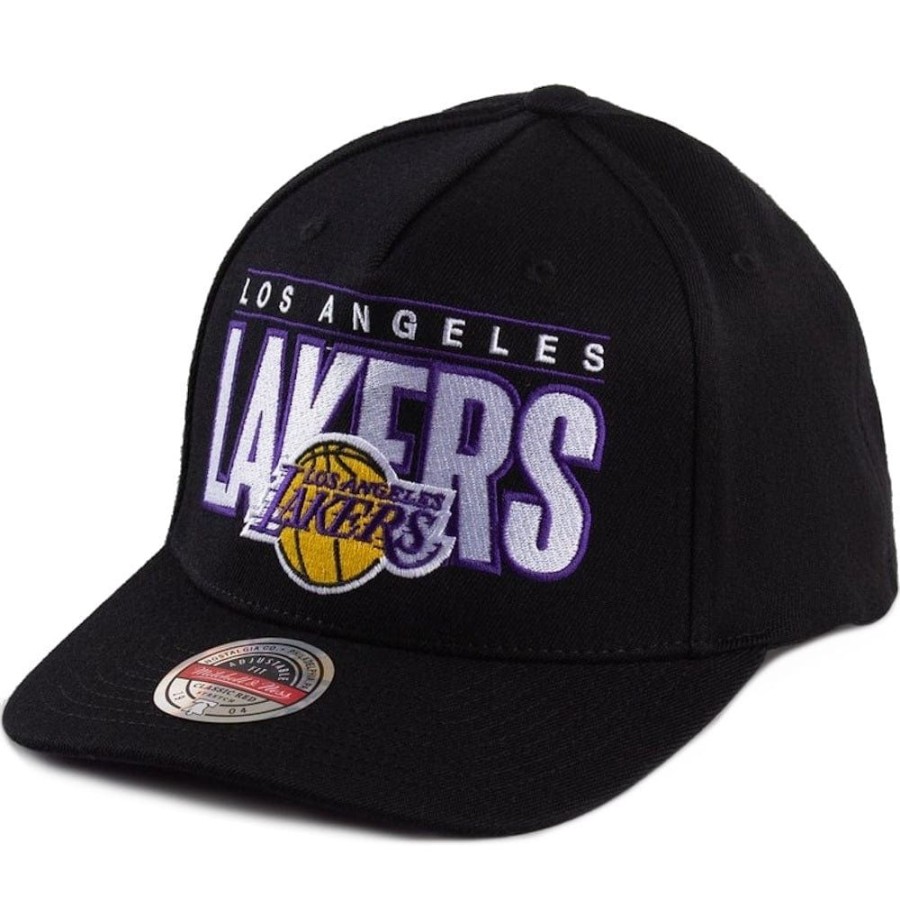 Men Mitchell u0026 Ness Nba Hats | Mitchell & Ness Billboard 2.0 Classic Redline Snapback Los Angeles Lakers - Black