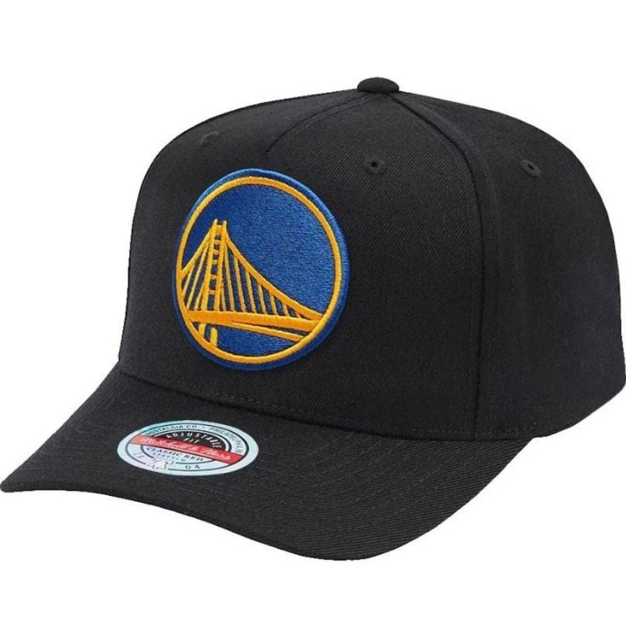 Men Mitchell u0026 Ness Nba Hats | Mitchell & Ness Team Colour Logo Classic Redline Stretch Snapback Golden State Warriors - Black