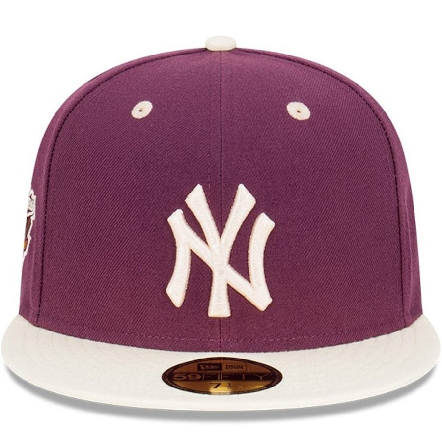 Men New Era Fitted | New Era 59Fifty World Series Fitted Cap New York Yankees - Plum / Chrome White